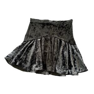 Coco + Jaimeson Silver Gray Crushed Velvet Flounce Mini Skirt Medium